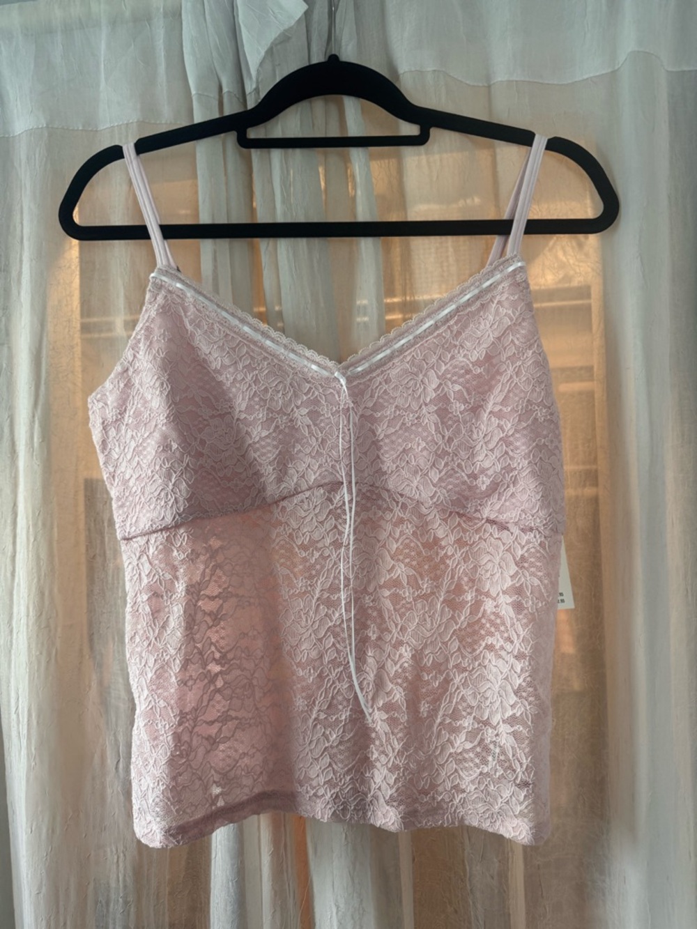 Hollister Pale Pink Lace Tank with V-Neck